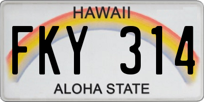 HI license plate FKY314