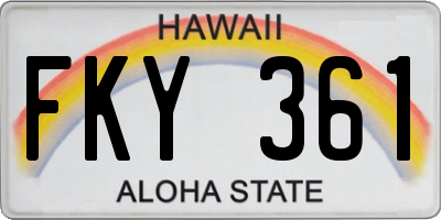 HI license plate FKY361