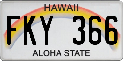 HI license plate FKY366