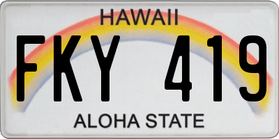 HI license plate FKY419