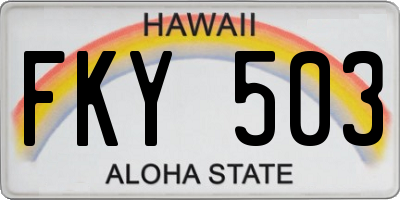 HI license plate FKY503