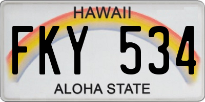 HI license plate FKY534