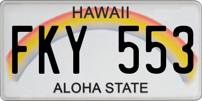 HI license plate FKY553