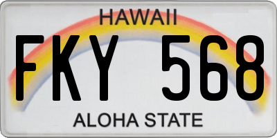 HI license plate FKY568