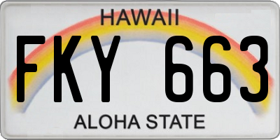 HI license plate FKY663