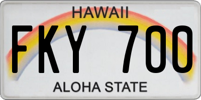 HI license plate FKY700