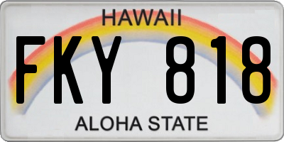 HI license plate FKY818