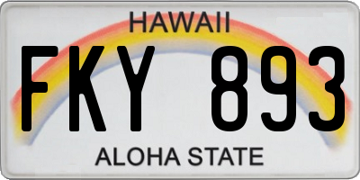 HI license plate FKY893