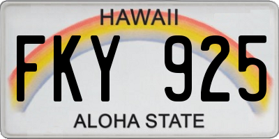 HI license plate FKY925