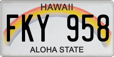 HI license plate FKY958