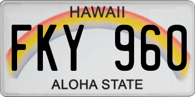 HI license plate FKY960
