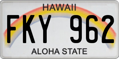 HI license plate FKY962