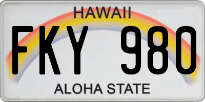 HI license plate FKY980