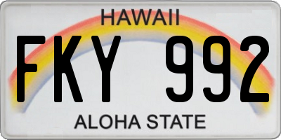 HI license plate FKY992