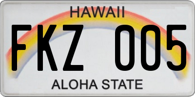 HI license plate FKZ005