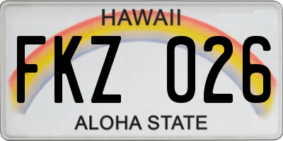 HI license plate FKZ026