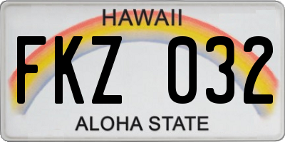 HI license plate FKZ032