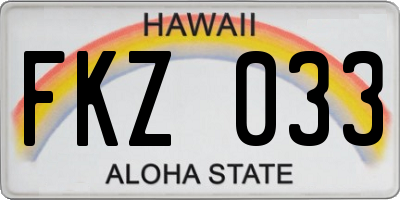 HI license plate FKZ033