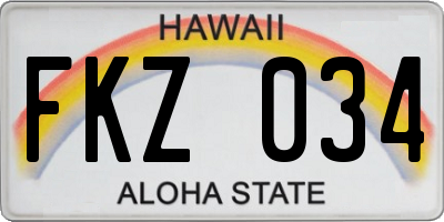 HI license plate FKZ034
