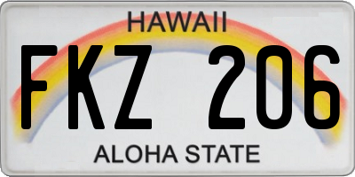 HI license plate FKZ206