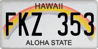 HI license plate FKZ353