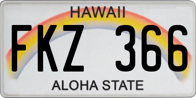 HI license plate FKZ366