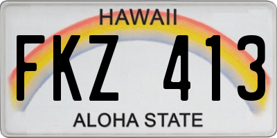HI license plate FKZ413