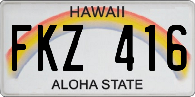 HI license plate FKZ416