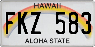 HI license plate FKZ583