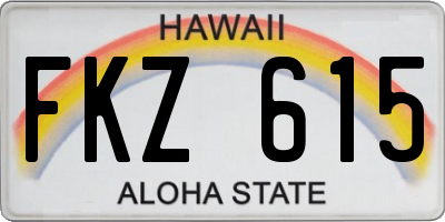 HI license plate FKZ615