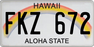 HI license plate FKZ672