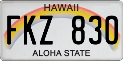 HI license plate FKZ830