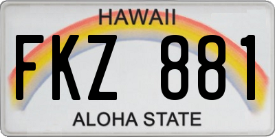 HI license plate FKZ881