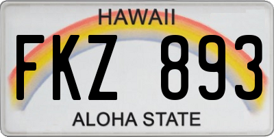 HI license plate FKZ893