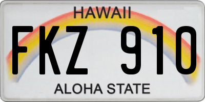 HI license plate FKZ910
