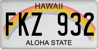 HI license plate FKZ932
