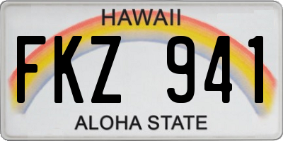 HI license plate FKZ941
