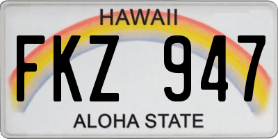 HI license plate FKZ947