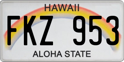 HI license plate FKZ953