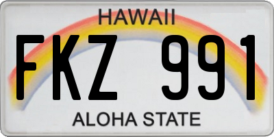 HI license plate FKZ991