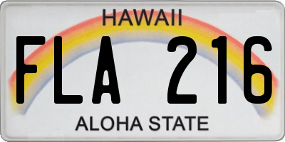 HI license plate FLA216