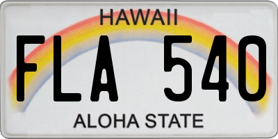 HI license plate FLA540