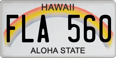 HI license plate FLA560