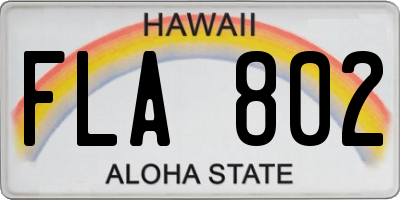 HI license plate FLA802