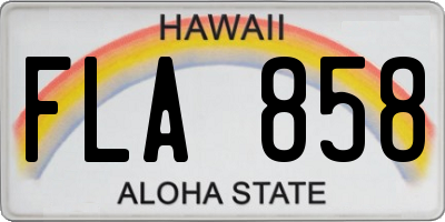 HI license plate FLA858