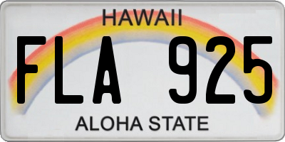 HI license plate FLA925