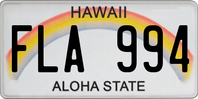 HI license plate FLA994