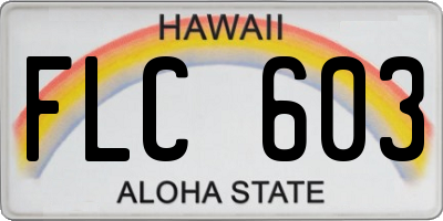 HI license plate FLC603