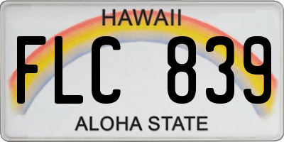 HI license plate FLC839