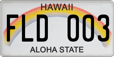 HI license plate FLD003